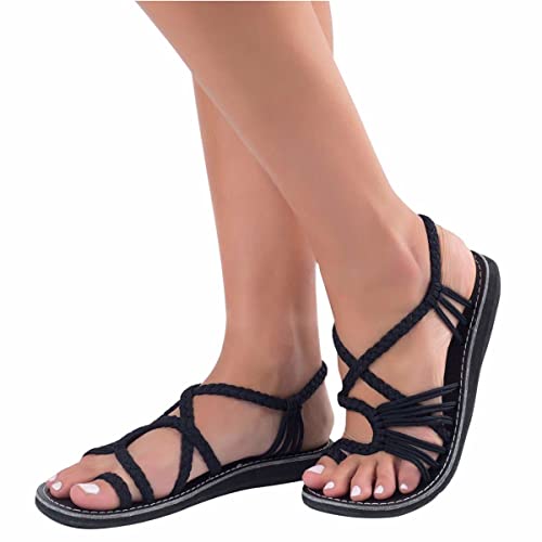 ORANDESIGNE Damen Geflochtene Sandalen Sommer Gladiator Schuhe Casual Flachen Flip Flops Strand Zehentrenner Sandalen ORANDESIGNE Damen Geflochtene Sandalen Sommer Gladiator Schuhe Casual Flachen Flip Flops Strand Zehentrenner Sandalen von ORANDESIGNE