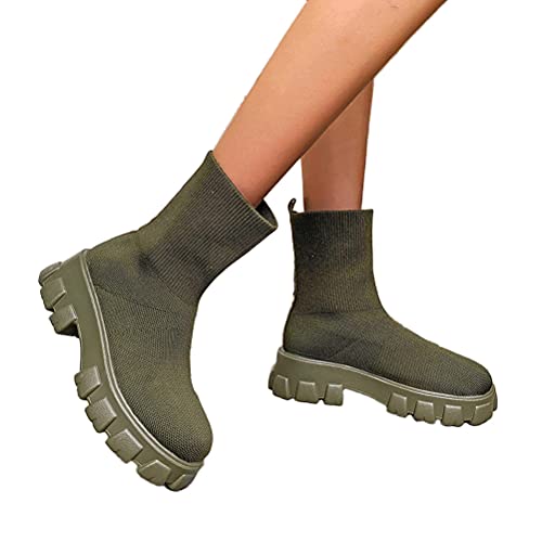 ORANDESIGNE Damen Gestrickte Kurze Stiefel Mode Plateau Einfarbig Gestrickte Stiefeletten mit Runder Zehenpartie Plattform Freizeitstiefel Atmungsaktiv Schlupfstiefel A Armeegrün 38 EU ORANDESIGNE Damen Gestrickte Kurze Stiefel Mode Plateau Einfarbig Gestrickte Stiefeletten mit Runder Zehenpartie Plattform Freizeitstiefel Atmungsaktiv Schlupfstiefel A Armeegrün 38 EU von ORANDESIGNE