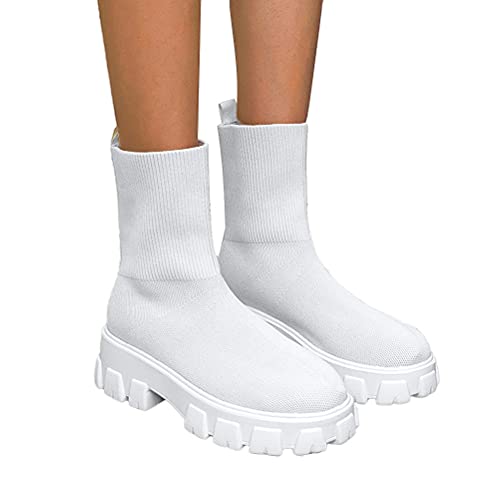 ORANDESIGNE Damen Gestrickte Kurze Stiefel Mode Plateau Einfarbig Gestrickte Stiefeletten mit Runder Zehenpartie Plattform Freizeitstiefel Atmungsaktiv Schlupfstiefel A Weiß 42 EU ORANDESIGNE Damen Gestrickte Kurze Stiefel Mode Plateau Einfarbig Gestrickte Stiefeletten mit Runder Zehenpartie Plattform Freizeitstiefel Atmungsaktiv Schlupfstiefel A Weiß 42 EU von ORANDESIGNE