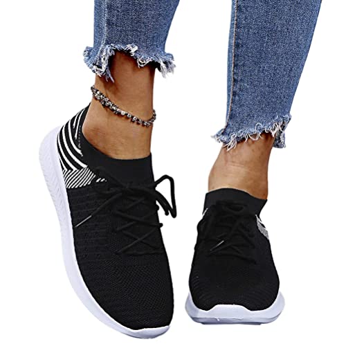 ORANDESIGNE Damen Leichte Turnschuhe Atmungsaktiv Freizeitschuhe Slip On Joggingschuhe Freizeitschuhe Laufschuhe Damenschuhe Damen Flach Bequem Joggingschuhe C Schwarz 39 EU von ORANDESIGNE