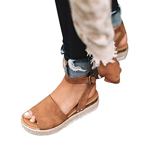 ORANDESIGNE Damen Sandalen Sommer Sandaletten Plateau Offene Bohemia Espadrille Knöchelriemchen Flach Sommersandalen Riemchen Elegant Schuhe A Braun 43 EU ORANDESIGNE Damen Sandalen Sommer Sandaletten Plateau Offene Bohemia Espadrille Knöchelriemchen Flach Sommersandalen Riemchen Elegant Schuhe A Braun 43 EU von ORANDESIGNE