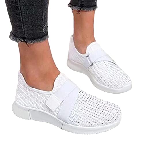 ORANDESIGNE Damen Sneakers, Frühling Herbst Frauen Soft Sole Slip On Sneakers Strass Atmungsaktive Flache Schuhe Weiß 42 EU ORANDESIGNE Damen Sneakers, Frühling Herbst Frauen Soft Sole Slip On Sneakers Strass Atmungsaktive Flache Schuhe Weiß 42 EU von ORANDESIGNE