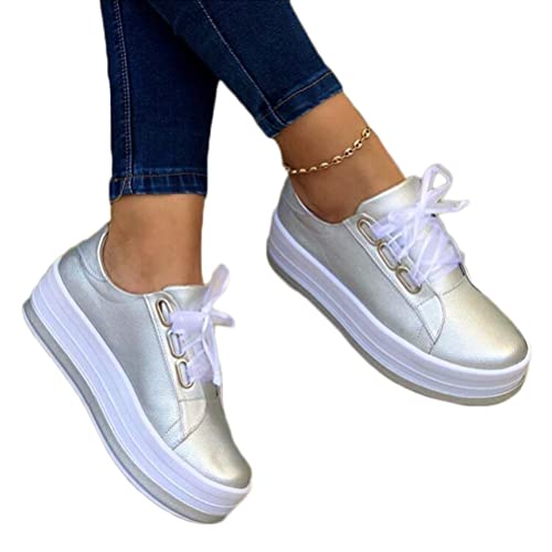 ORANDESIGNE Damen Sneakers Flache Low Sneaker Atmungsaktiv Turnschuhe Outdoor Sportschuhe Laufschuhe Schuhe Schnürsenkel Walkingschuhe A Silber 36 EU ORANDESIGNE Damen Sneakers Flache Low Sneaker Atmungsaktiv Turnschuhe Outdoor Sportschuhe Laufschuhe Schuhe Schnürsenkel Walkingschuhe A Silber 36 EU von ORANDESIGNE