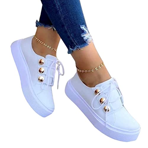 ORANDESIGNE Damen Sneakers Flache Low Sneaker Atmungsaktiv Turnschuhe Outdoor Sportschuhe Laufschuhe Schuhe Schnürsenkel Walkingschuhe B Weiß 41 EU ORANDESIGNE Damen Sneakers Flache Low Sneaker Atmungsaktiv Turnschuhe Outdoor Sportschuhe Laufschuhe Schuhe Schnürsenkel Walkingschuhe B Weiß 41 EU von ORANDESIGNE