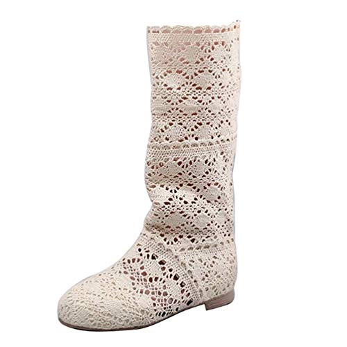 ORANDESIGNE Damen Sommer Stiefel Hohl Spitze Stiefeletten Flach Stickerei Hohe Stiefel Mesh Schlupfstiefel Beige EU 37 Beige 37 EU ORANDESIGNE Damen Sommer Stiefel Hohl Spitze Stiefeletten Flach Stickerei Hohe Stiefel Mesh Schlupfstiefel Beige EU 37 Beige 37 EU von ORANDESIGNE