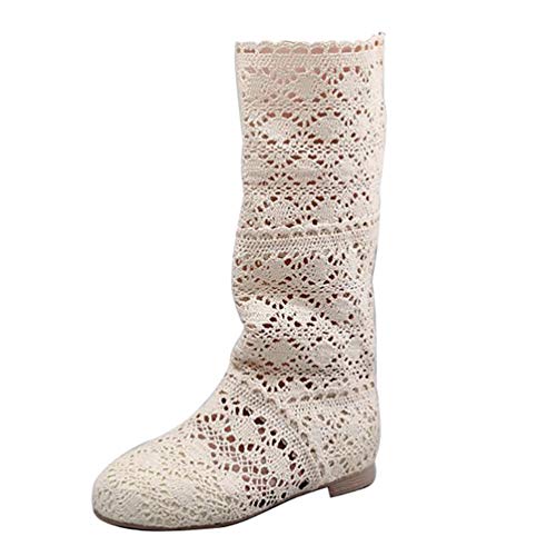 ORANDESIGNE Damen Sommer Stiefel Hohl Spitze Stiefeletten Flach Stickerei Hohe Stiefel Mesh Schlupfstiefel Beige EU 40 Beige 40 EU ORANDESIGNE Damen Sommer Stiefel Hohl Spitze Stiefeletten Flach Stickerei Hohe Stiefel Mesh Schlupfstiefel Beige EU 40 Beige 40 EU von ORANDESIGNE