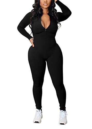 ORANDESIGNE Damen Sport Jumpsuit Overall mit Reißverschluss Outfits Playsuits Slim Fit Kuschelig Onesie Langarm Bodycon Strampler Sportanzug Yoga Fitness Slim Jogginganzug A Schwarz XXL ORANDESIGNE Damen Sport Jumpsuit Overall mit Reißverschluss Outfits Playsuits Slim Fit Kuschelig Onesie Langarm Bodycon Strampler Sportanzug Yoga Fitness Slim Jogginganzug A Schwarz XXL von ORANDESIGNE