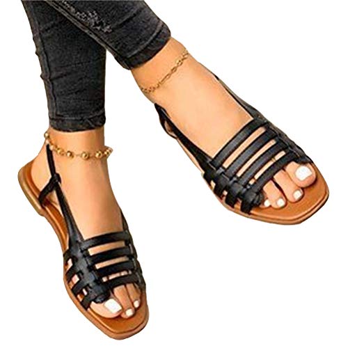 ORANDESIGNE Flache Sandalen für Damen Casual Strappy Sandal Flats Sandals Damen Sommer Sandalen Schuhe Freizeit Flach Sandalette Plus Size A Schwarz 35 EU ORANDESIGNE Flache Sandalen für Damen Casual Strappy Sandal Flats Sandals Damen Sommer Sandalen Schuhe Freizeit Flach Sandalette Plus Size A Schwarz 35 EU von ORANDESIGNE