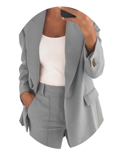 ORANDESIGNE Hosenanzüge für Damen Blazer 2-teilig Anzugjacke Karo Einfarbig Anzug Set Slimfit Festlich Sportlich Streetwear Freizeitmantel Business Mode Mantel Rave Oberbekleidung A Grau XL ORANDESIGNE Hosenanzüge für Damen Blazer 2-teilig Anzugjacke Karo Einfarbig Anzug Set Slimfit Festlich Sportlich Streetwear Freizeitmantel Business Mode Mantel Rave Oberbekleidung A Grau XL von ORANDESIGNE