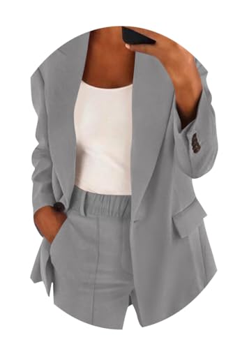 ORANDESIGNE Hosenanzüge für Damen Blazer 2-teilig Anzugjacke Karo Einfarbig Anzug Set Slimfit Festlich Sportlich Streetwear Freizeitmantel Business Mode Mantel Rave Oberbekleidung B Hellgrau 5XL ORANDESIGNE Hosenanzüge für Damen Blazer 2-teilig Anzugjacke Karo Einfarbig Anzug Set Slimfit Festlich Sportlich Streetwear Freizeitmantel Business Mode Mantel Rave Oberbekleidung B Hellgrau 5XL von ORANDESIGNE