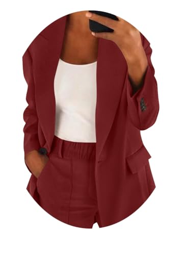 ORANDESIGNE Hosenanzüge für Damen Blazer 2-teilig Anzugjacke Karo Einfarbig Anzug Set Slimfit Festlich Sportlich Streetwear Freizeitmantel Business Mode Mantel Rave Oberbekleidung B Weinrot XL ORANDESIGNE Hosenanzüge für Damen Blazer 2-teilig Anzugjacke Karo Einfarbig Anzug Set Slimfit Festlich Sportlich Streetwear Freizeitmantel Business Mode Mantel Rave Oberbekleidung B Weinrot XL von ORANDESIGNE