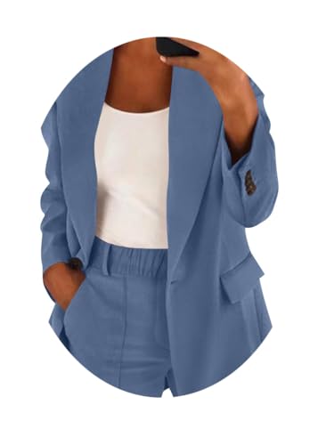 ORANDESIGNE Hosenanzug Damen Elegant Business Anzug Set 2-teilig Blazer Hose Outfit Freizeitanzug Mode Revers Langer Blazer und Lang Hosen Tracksuit Einfarbig Streetwear B Blau XXL ORANDESIGNE Hosenanzug Damen Elegant Business Anzug Set 2-teilig Blazer Hose Outfit Freizeitanzug Mode Revers Langer Blazer und Lang Hosen Tracksuit Einfarbig Streetwear B Blau XXL von ORANDESIGNE