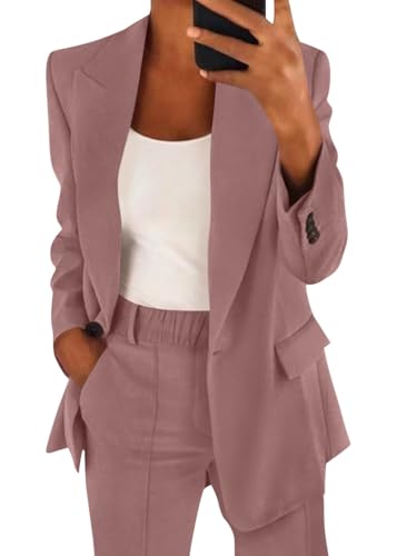 ORANDESIGNE Hosenanzug Damen Elegant Business Anzug Set 2-teilig Blazer Hose Outfit Freizeitanzug Mode Revers Langer Blazer und Lang Hosen Tracksuit Einfarbig Streetwear B Dunkelrosa XXL ORANDESIGNE Hosenanzug Damen Elegant Business Anzug Set 2-teilig Blazer Hose Outfit Freizeitanzug Mode Revers Langer Blazer und Lang Hosen Tracksuit Einfarbig Streetwear B Dunkelrosa XXL von ORANDESIGNE