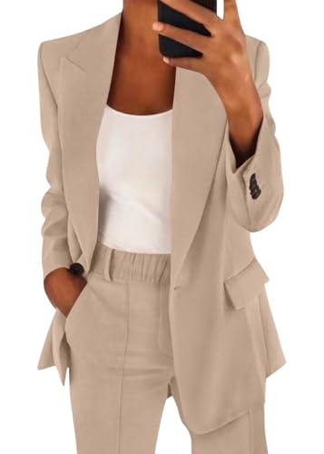 ORANDESIGNE Hosenanzug Damen Elegant Business Anzug Set 2-teilig Slim fit Blazer Hose Outfit Freizeitanzug Mode Revers Longblazer Lang Hosen Baumwolle Einfarbig Streetwear B Khaki M ORANDESIGNE Hosenanzug Damen Elegant Business Anzug Set 2-teilig Slim fit Blazer Hose Outfit Freizeitanzug Mode Revers Longblazer Lang Hosen Baumwolle Einfarbig Streetwear B Khaki M von ORANDESIGNE
