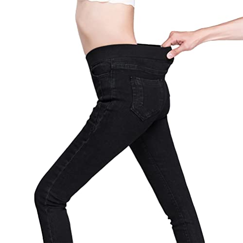 ORANDESIGNE Leggings Damen Skinny Jeans High Waist Jogginghose Deinm Stretch Hose mit Taschen Winter Fleece Jeans Pants Fitnesshose Yogahose Streetwear Herbst C Schwarz A XL von ORANDESIGNE