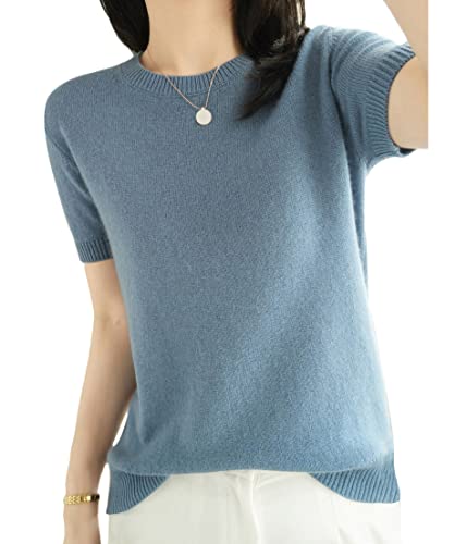 ORANDESIGNE Pullover Kurzarm Damen Kaschmirimitat Elegant Frühling Sommer Sweatshirt Oberteil Bluse Rundhals Tops EinfarbigStrickpullover Strickbluse Strick Basis Pullover A Blau M ORANDESIGNE Pullover Kurzarm Damen Kaschmirimitat Elegant Frühling Sommer Sweatshirt Oberteil Bluse Rundhals Tops EinfarbigStrickpullover Strickbluse Strick Basis Pullover A Blau M von ORANDESIGNE