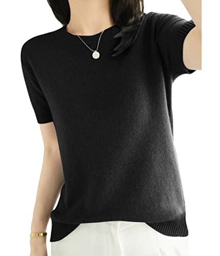 ORANDESIGNE Pullover Kurzarm Damen Kaschmirimitat Elegant Frühling Sommer Sweatshirt Oberteil Bluse Rundhals Tops EinfarbigStrickpullover Strickbluse Strick Basis Pullover A Schwarz L ORANDESIGNE Pullover Kurzarm Damen Kaschmirimitat Elegant Frühling Sommer Sweatshirt Oberteil Bluse Rundhals Tops EinfarbigStrickpullover Strickbluse Strick Basis Pullover A Schwarz L von ORANDESIGNE
