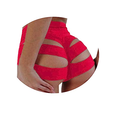 ORANDESIGNE Scrunch Butt Sportshorts Damen Push Up Booty Nahtlos Biker Yoga Fitness Gym Shorts A Rot L von ORANDESIGNE