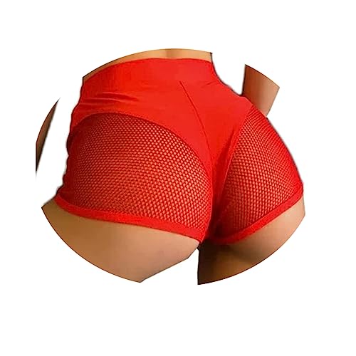 ORANDESIGNE Scrunch Butt Sportshorts Damen Push Up Booty Nahtlos Biker Yoga Fitness Gym Shorts D Rot L von ORANDESIGNE