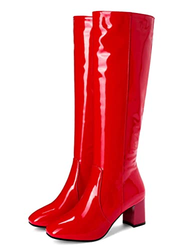 ORANDESIGNE Stiefel aus Lackleder Damen Lederstiefel Kalbsstiefel Lange Stiefel Langschaftstiefel Kniehoch Stiefel Blockabsatz Runde Zehenstiefel Sexy Zip Herbst Winter A Rot 38 EU ORANDESIGNE Stiefel aus Lackleder Damen Lederstiefel Kalbsstiefel Lange Stiefel Langschaftstiefel Kniehoch Stiefel Blockabsatz Runde Zehenstiefel Sexy Zip Herbst Winter A Rot 38 EU von ORANDESIGNE