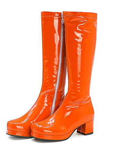 ORANDESIGNE Stiefel aus Lackleder Damen Lederstiefel Kalbsstiefel Lange Stiefel Langschaftstiefel Kniehoch Stiefel Blockabsatz Runde Zehenstiefel Sexy Zip Herbst Winter B Orange 39 EU ORANDESIGNE Stiefel aus Lackleder Damen Lederstiefel Kalbsstiefel Lange Stiefel Langschaftstiefel Kniehoch Stiefel Blockabsatz Runde Zehenstiefel Sexy Zip Herbst Winter B Orange 39 EU von ORANDESIGNE