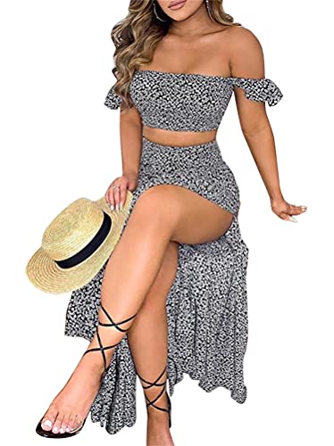 ORANDESIGNE Strandkleider Damen Sommer Bikini Cover Up Strandponcho Kleider Bandeau Boho Lang Kleid Schulterfrei Ärmelloses Elegant Freizeitkleid B Schwarz M von ORANDESIGNE