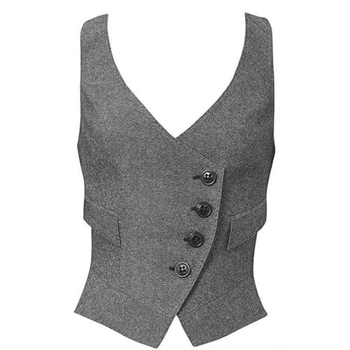 ORDOBO Anzugweste Für Damen - Formale Weste Für Damen, V-Ausschnitt, Vintage-Weste, Hochzeit, Retro, Schmal, Einreihig, Für Geschäftsbüro, Ärmellose Strickjacke, Jacke, Tops, Grau, S ORDOBO Anzugweste Für Damen - Formale Weste Für Damen, V-Ausschnitt, Vintage-Weste, Hochzeit, Retro, Schmal, Einreihig, Für Geschäftsbüro, Ärmellose Strickjacke, Jacke, Tops, Grau, S von ORDOBO