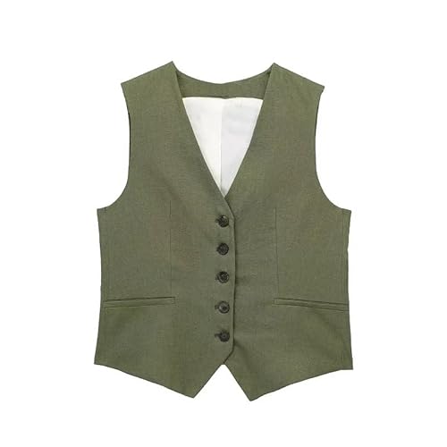 ORDOBO Anzugweste Für Damen - Leinenweste Damen Ärmelloser Mantel Sommer Frühling Koreanischer Stil Mode Vintage Weste V-Ausschnitt Lässige Büro Business Jacke,Grün,M ORDOBO Anzugweste Für Damen - Leinenweste Damen Ärmelloser Mantel Sommer Frühling Koreanischer Stil Mode Vintage Weste V-Ausschnitt Lässige Büro Business Jacke,Grün,M von ORDOBO