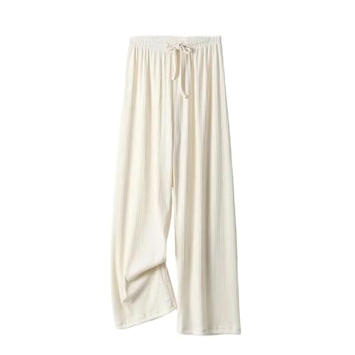 ORDOBO Damen Pyjamahose - Einfache Hohe Taille Einfarbig Koreanischer Stil Nachtwäsche Frühling Sommer Weites Bein Große Größe Weiche Baumwolle Nachtwäsche Weiß L von ORDOBO