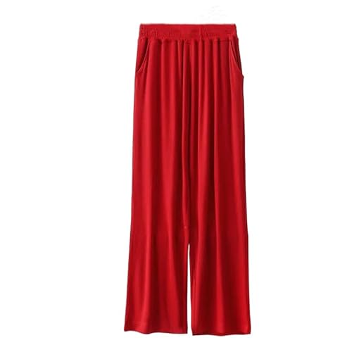 ORDOBO Damen Pyjamahose - Einfarbige Baumwoll-Frühlings-Sommer-Pyjama-Hose Große Größe Einfach Mit Tasche Koreanischer Stil Hohe Taille Nachtwäsche Rot XL von ORDOBO