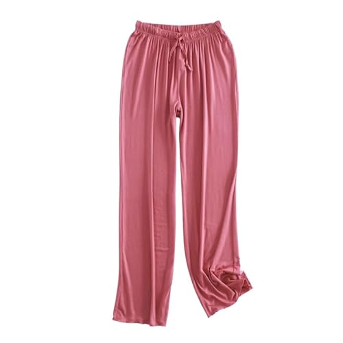 ORDOBO Damen Pyjamahose - Frühlings-Sommer-Pyjama Gerade Hose Hohe Taille Nachtwäsche Koreanischer Stil Einfarbig Große Größe Kordelzug Nachtwäsche Rot XL von ORDOBO