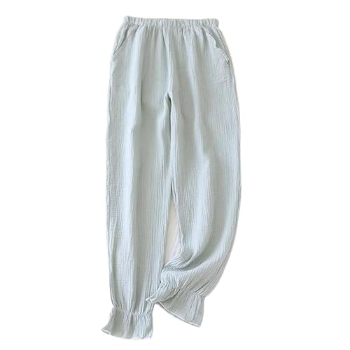 ORDOBO Damen Pyjamahose - Große Einfarbige Nachtwäsche-Hosen Doppellagige Weiche Baumwollgaze-Pyjama-Hosen Einfache Frühlings- Und Sommer-Homewear Grün XL von ORDOBO