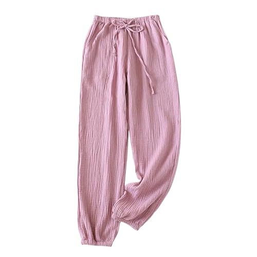 ORDOBO Damen Pyjamahose - Mode Frühling Sommer Einfarbig Lässig Leichte Baumwolle Homewear Koreanischen Stil Mit Tasche Kordelzug Kleidung,Lila,XL von ORDOBO