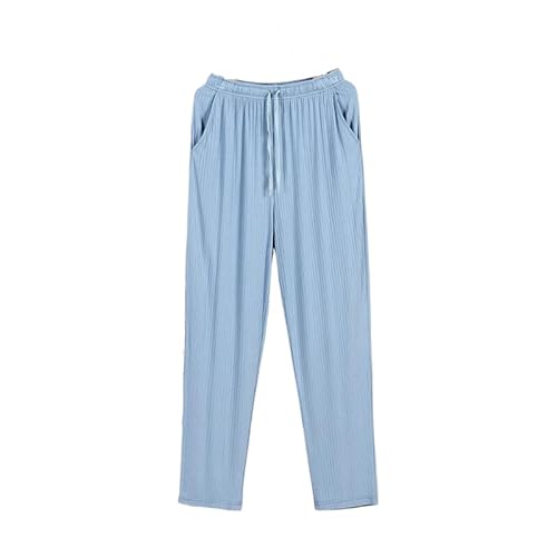 ORDOBO Damen Pyjamahose - Plus Size Mit Tasche Weiche Baumwolle Bequem Atmungsaktiv Nachtwäsche Koreanischer Stil Einfarbig Hohe Taille Homewear Blau 1 L von ORDOBO