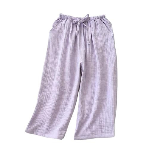 ORDOBO Damen Pyjamahose - Sommer-Baumwolle Große Größe Lockere Pyjamahose Einfarbig Hohe Taille Mit Tasche Koreanischer Stil Gerades Bein Nachtwäsche Lila M von ORDOBO