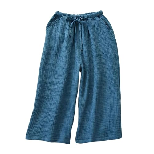 ORDOBO Damen Pyjamahose - Sommer Baumwolle Große Größe Lose Pyjama Hosen Einfarbig Hohe Taille Mit Tasche Koreanischen Stil Gerade Bein Homewear Grün XL von ORDOBO