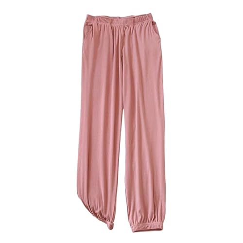 ORDOBO Damen Pyjamahose - Weiche Leichte Bequeme Homewear Aus Baumwolle Große Größe Koreanischer Stil Frühling Und Sommer Einfarbig Mit Taschenkleidung Rot XL von ORDOBO