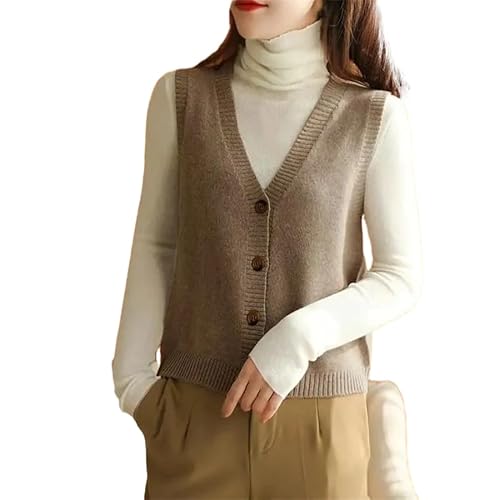 ORDOBO Damen Strickweste - Einfache Kurze Strickjacke, Ärmellos, Strickpullover, Weste, Damen, Lässig, V-Ausschnitt, Strickwaren, Tops, Frühlingsmode, Vintage-Jacke, Braun, L ORDOBO Damen Strickweste - Einfache Kurze Strickjacke, Ärmellos, Strickpullover, Weste, Damen, Lässig, V-Ausschnitt, Strickwaren, Tops, Frühlingsmode, Vintage-Jacke, Braun, L von ORDOBO