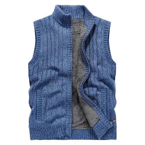 ORDOBO Herren Fleeceweste Jacke -Stehkragen Samt Dicker Mantel Herren Warmer Strickpullover Ärmellose Weste Tops Strickjacke Vintage Outdoor Streetwear,Blau,XXL ORDOBO Herren Fleeceweste Jacke -Stehkragen Samt Dicker Mantel Herren Warmer Strickpullover Ärmellose Weste Tops Strickjacke Vintage Outdoor Streetwear,Blau,XXL von ORDOBO