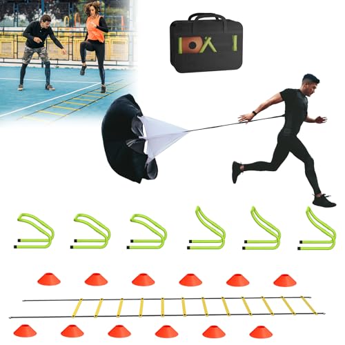 ORHEYA Fußball Trainingsset Fußball und Sport Trainingszubehör Agility Speed Ladder Set, 6m Koordinationsleiter, 12 Hütchen, Geschwindigkeitshürden und Aufbewahrungstasche ORHEYA Fußball Trainingsset Fußball und Sport Trainingszubehör Agility Speed Ladder Set, 6m Koordinationsleiter, 12 Hütchen, Geschwindigkeitshürden und Aufbewahrungstasche von ORHEYA