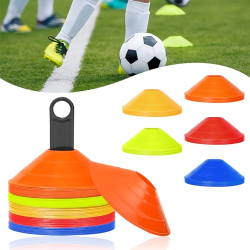 ORHEYA Markierungshütchen Fussball Hütchen Set 50 Stück Sport Hütchen mit Netztasche für Fußball, Hockey, Eislaufen, Handball, Koordinationstrainin ORHEYA Markierungshütchen Fussball Hütchen Set 50 Stück Sport Hütchen mit Netztasche für Fußball, Hockey, Eislaufen, Handball, Koordinationstrainin von ORHEYA