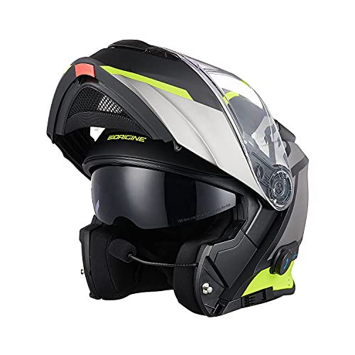 ORIGINE Motorradhelm Bluetooth Klapphelm Integralhelm ECE Mit Doppelvisier (Level Yellow Black,L) von ORIGINE