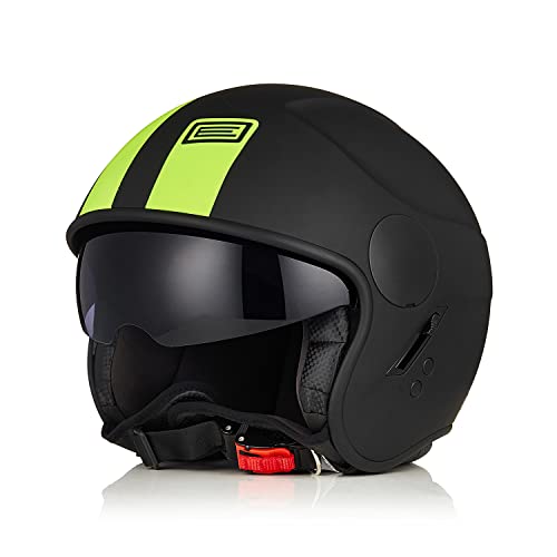 ORIGINE Motorradhelm Jethelm Rollerhelm mit Visier ECE Zertifizierung (Basic Fluo Yellow Black,XS) von ORIGINE