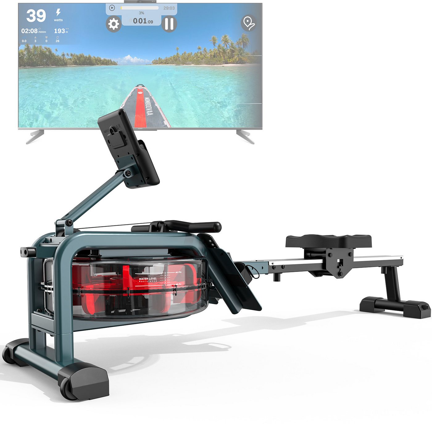 ORISYN Rudergerät Aqua Rower mit Bluetooth-Monitor und Tablet-Halter, Kinomap App-kompatibel Aqua Rower von ORISYN