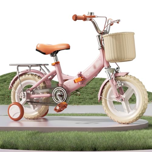 ORNDYDM Fahrrad,Premium Mountainbike in 12 14 16 18 Zoll Fahrrad für Mädchen Jungen Herren und Damen,Scheibenbremse Herrenrad,Fahrrad Herren Bikes 12 Inch with Training Wheels Pink von ORNDYDM