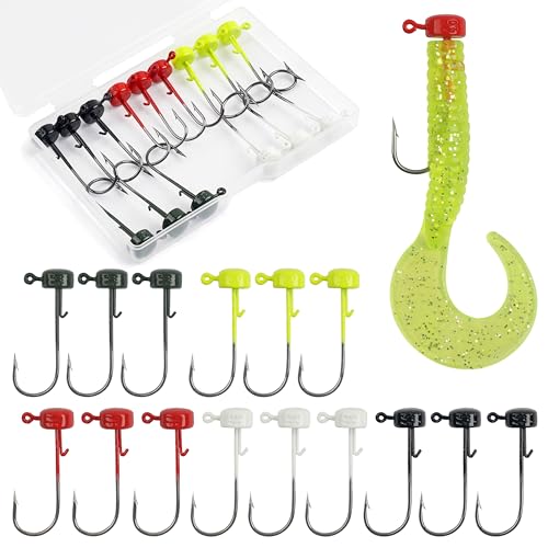 Ned Rig Mushroom Jig Heads Kit, 15stk Finesse Shroom Head Jig Haken für Soft Bait Köder Bass Crappie Jig Köpfe Angelhaken für Süßwasser Salzwasser 2.8g 3.5g 4.6g Ned Rig Mushroom Jig Heads Kit, 15stk Finesse Shroom Head Jig Haken für Soft Bait Köder Bass Crappie Jig Köpfe Angelhaken für Süßwasser Salzwasser 2.8g 3.5g 4.6g von OROOTL