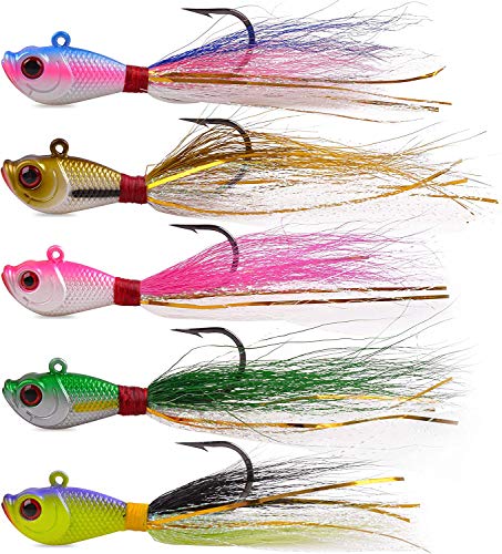 OROOTL Bucktail Jig Angelköder Set, Blinker Angeln Gewichte Köder Fischköder Mischfarbe für Barsch Hecht Forelle Wels 7g-56g OROOTL Bucktail Jig Angelköder Set, Blinker Angeln Gewichte Köder Fischköder Mischfarbe für Barsch Hecht Forelle Wels 7g-56g von OROOTL
