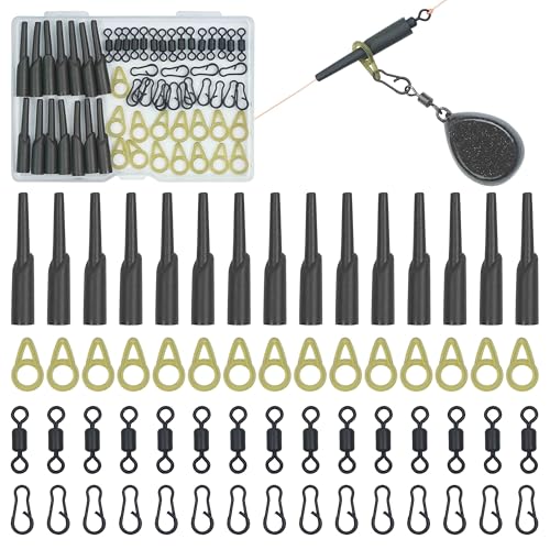 OROOTL Karpfen Fischen Köder Rigs Tackle Kit, 60stk Angeln Swivel Speed Clips Verbinder Anti-Tangle Sleeves Rohr Angelausrüstung Karpfenangeln Zubehör OROOTL Karpfen Fischen Köder Rigs Tackle Kit, 60stk Angeln Swivel Speed Clips Verbinder Anti-Tangle Sleeves Rohr Angelausrüstung Karpfenangeln Zubehör von OROOTL