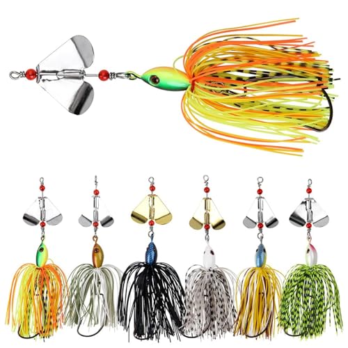 Spinner Angelköder Hechtköder, Spinnerbait Jig Köder Angel Set Kunstköder Blinker Set Fischköder für Hecht Forelle Angeln Barsch von OROOTL