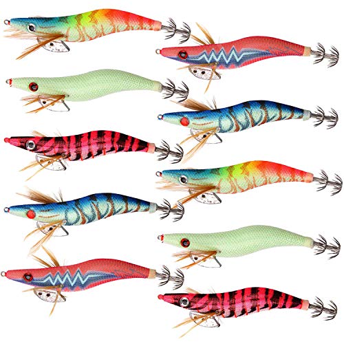 Squid Jig Haken Garnelen Angelköder - 10 Stück Luminous Angeln Shrimp Köder Künstliche Köder Kit Glow Bait Octopus Tintenfisch Angelhaken Squid Jig Haken Garnelen Angelköder - 10 Stück Luminous Angeln Shrimp Köder Künstliche Köder Kit Glow Bait Octopus Tintenfisch Angelhaken von OROOTL